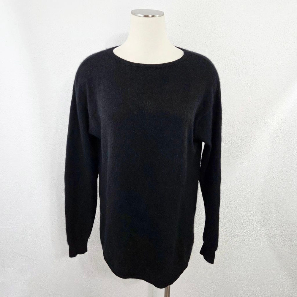 Black Goat Cashmere asymmetric sweater solid black mongolian luxury womens small